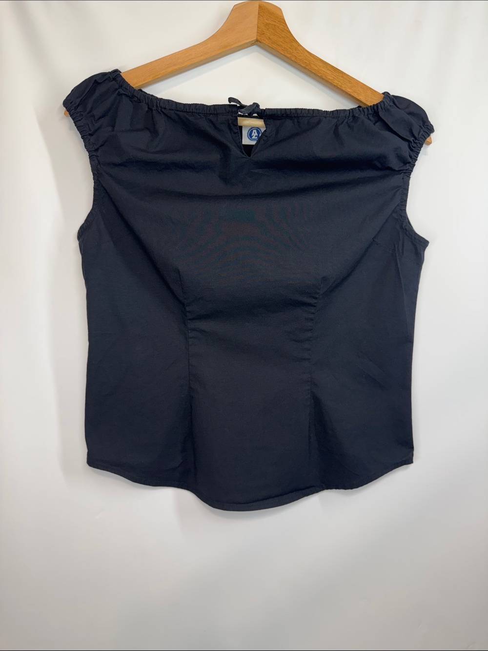 Arizona Jean Company Black Off-The-Shoulder Peasant Blouse Size Medium